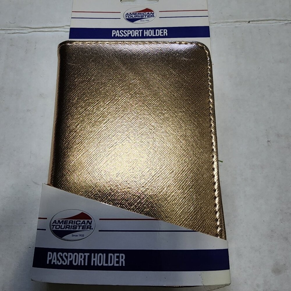 New American Tourister Passport Holder Cover - Rose Gold  - Protects RFID chips